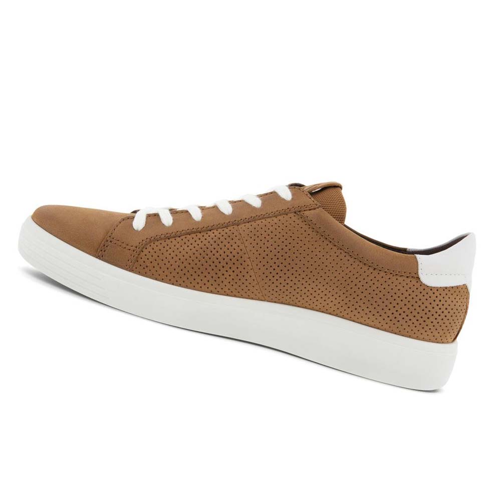 Men's Ecco Soft Classic Laced Sneakers Brown / White | Canada 639BEX